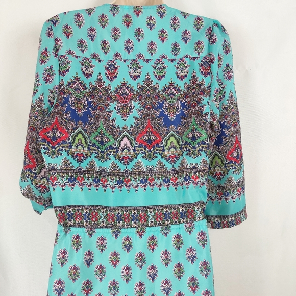 Maxi boho print dress duster cover up size large - Picture 8 of 9
